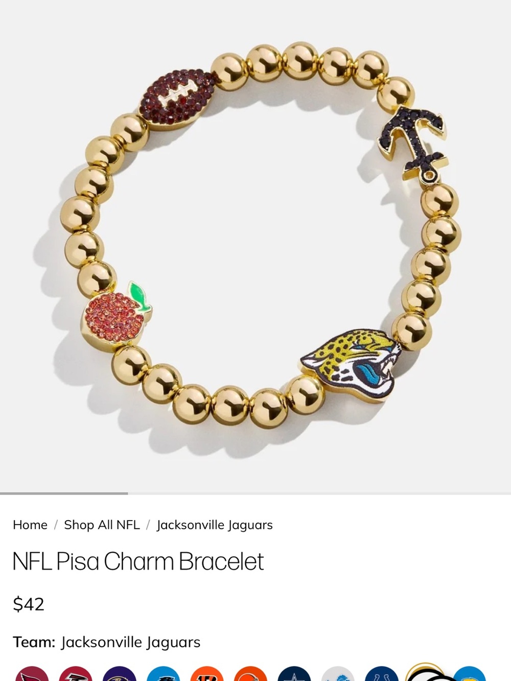 BaubleBar Gold-tone NFL Pisa Charm Bracelet with Multicolor Enamel Accents
